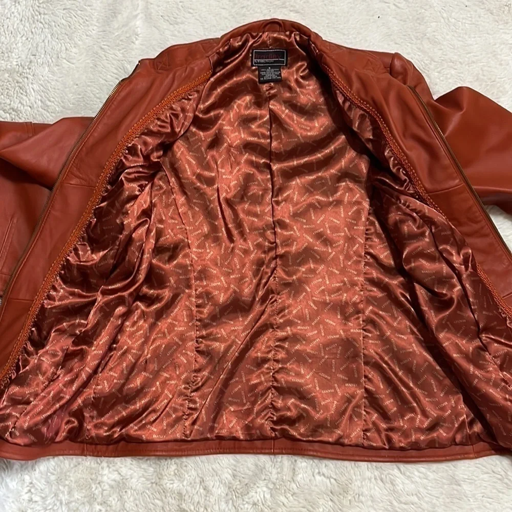 Bradley bayou Womens Genuine leather brown / orange  jacket Womens size … - Picture 4 of 8